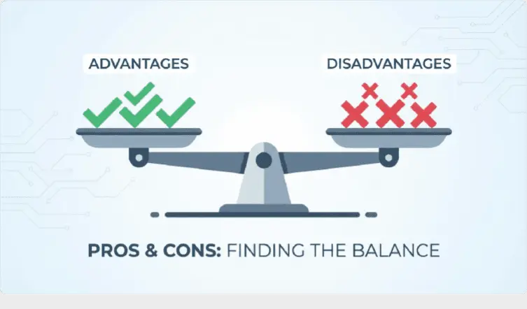 A balanced list highlighting the pros and cons of Squarespace.