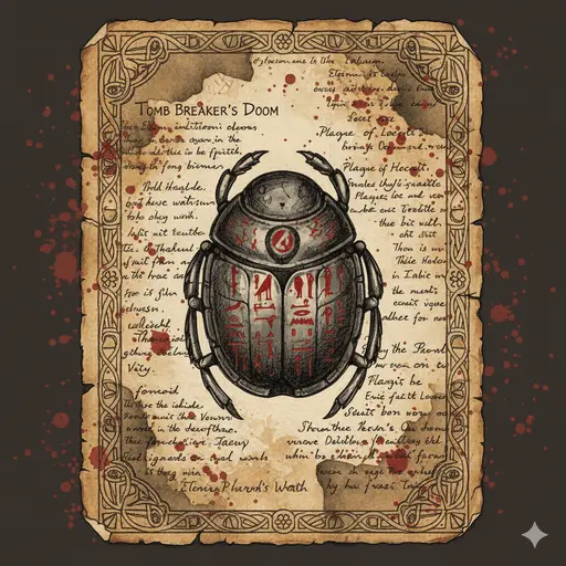A dusty, ancient cursed artifact with mysterious glowing runes.
