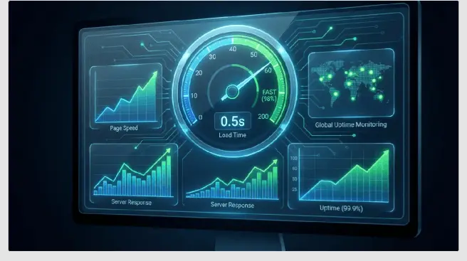 A graph showing HostGator speed test and uptime performance results.