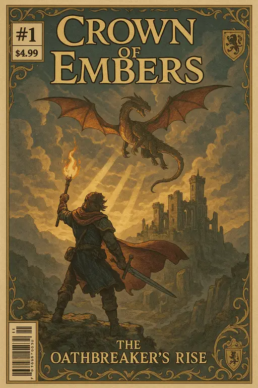 A massive dragon breathing fire over a medieval castle fortress