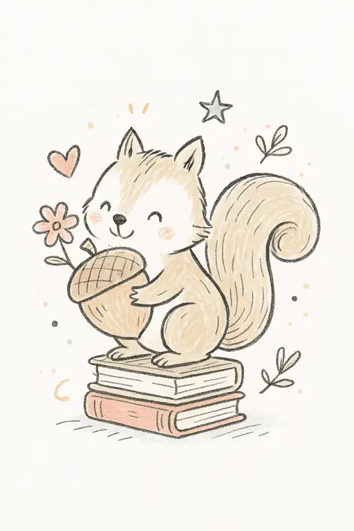 A proud squirrel holding a large, prized acorn.