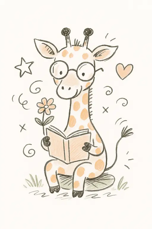 A scholarly giraffe wearing glasses and a bow tie.