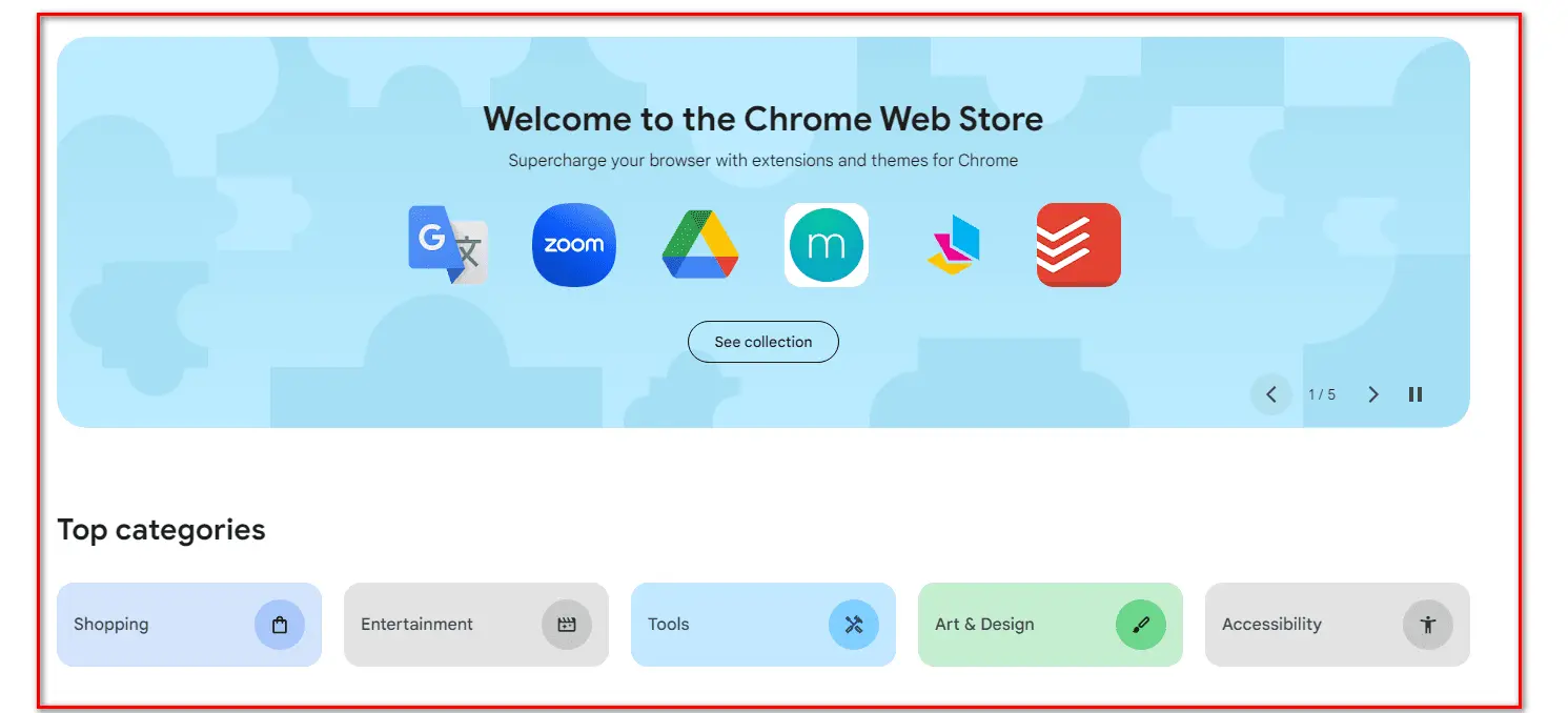 Accessing the Chrome Web Store to find browser privacy extensions