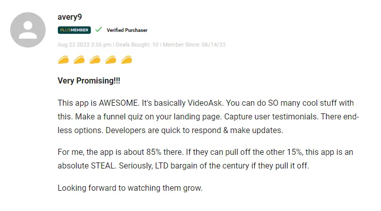 Additional customer testimonials and ratings from active users.