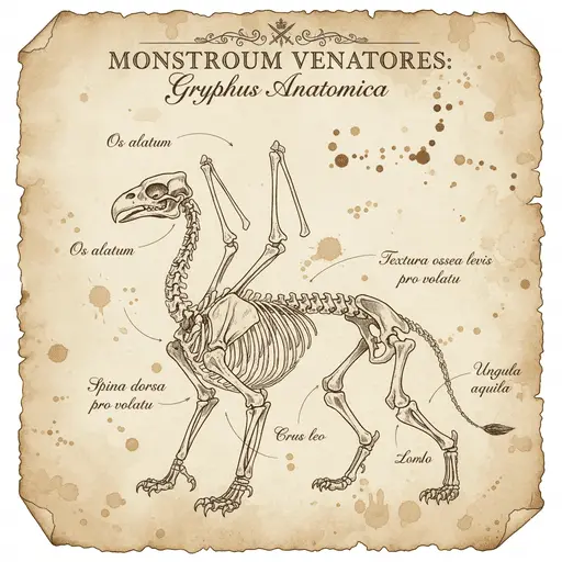 Aged field guide page detailing a mysterious monster anatomy