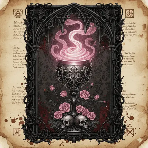 An ornate gothic goblet overflowing with a glowing magical liquid.