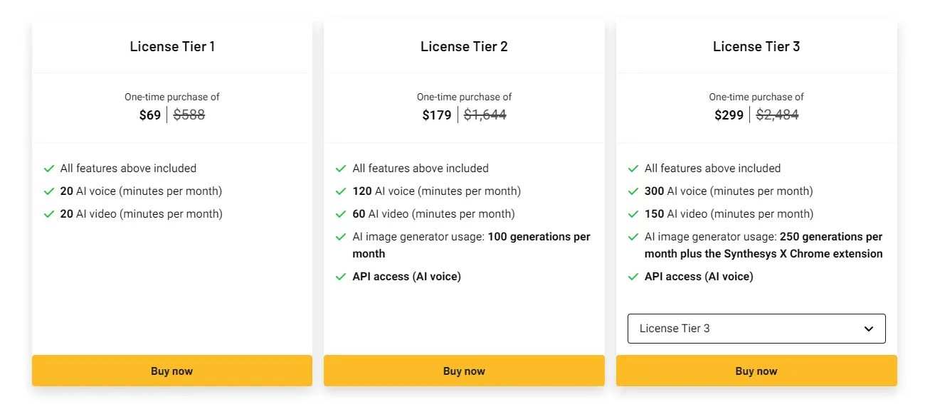 AppSumo lifetime deal pricing tiers and options comparison