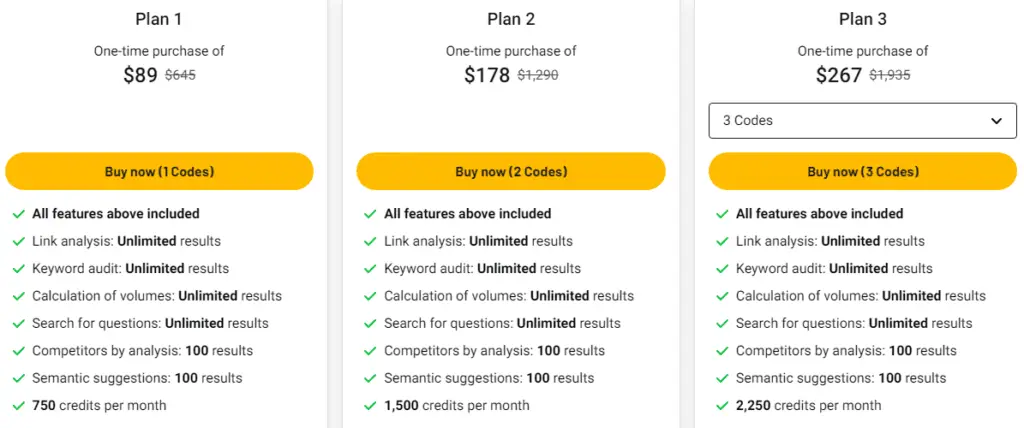 AppSumo lifetime deal pricing tiers for the Textfocus software