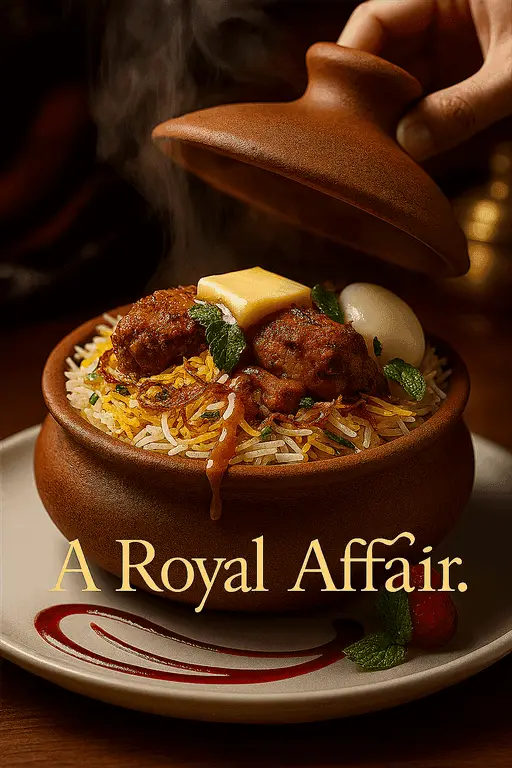 Aromatic basmati rice biryani served in a traditional clay pot