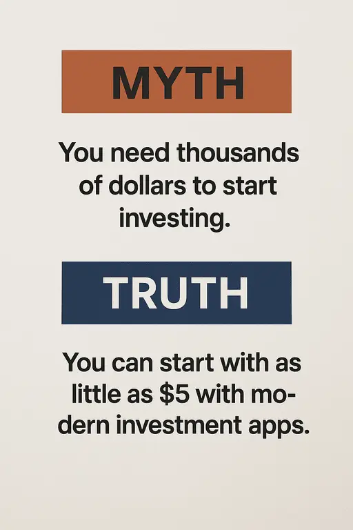 Bold graphic posters debunking common myths about financial investment