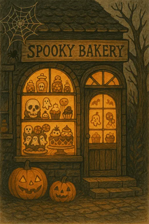 Carved pumpkins laughing under the light of a full moon