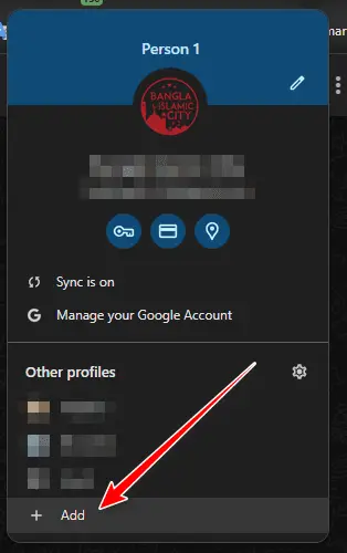 Click the Add button to create a new Chrome user profile.