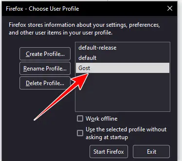 Click the Finish button to complete the profile creation process.
