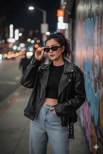 Confident person walking down a sunny Hollywood sidewalk in style