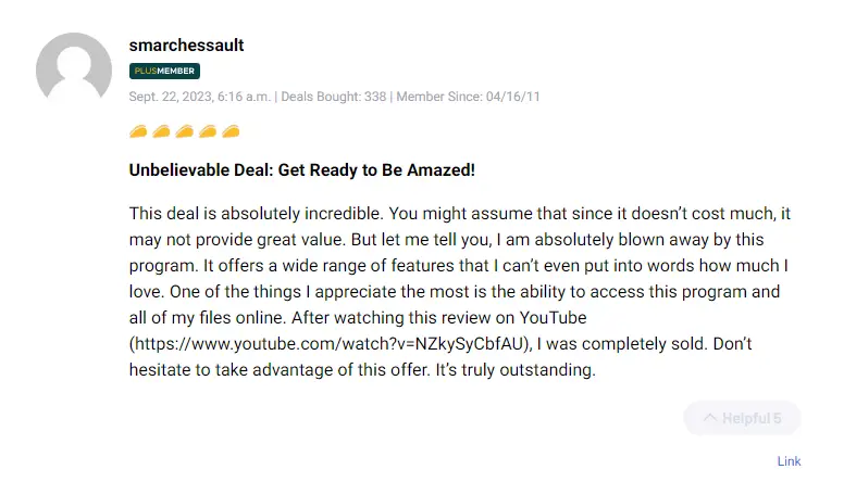 Customer feedback highlighting Illusto video editing features on Appsumo