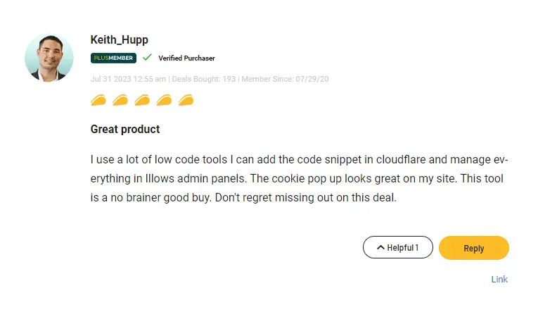 Customer feedback highlighting the ease of website compliance setup