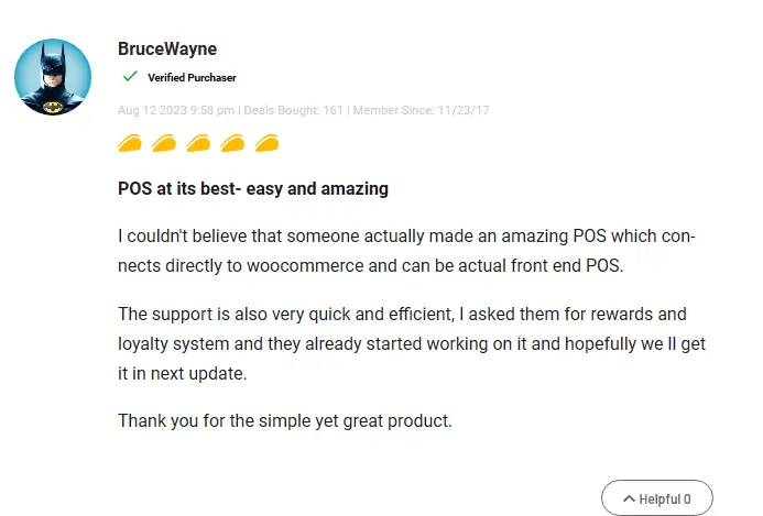 Customer reviews and ratings for Vitepos WooCommerce POS plugin.