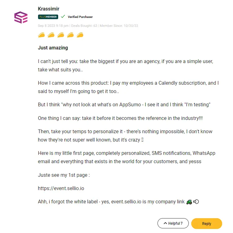 Customer testimonial praising the efficiency of Trafft software.