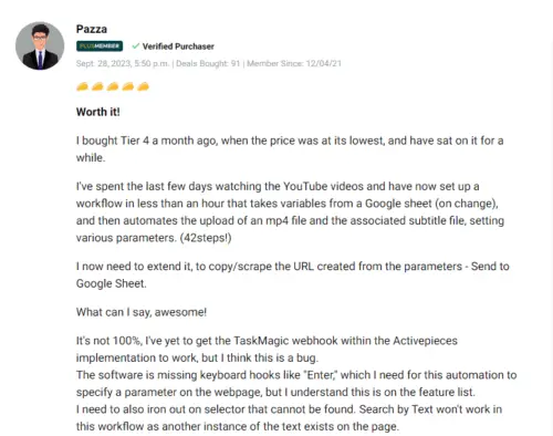Customer testimonials highlighting the time-saving benefits of the TaskMagic deal