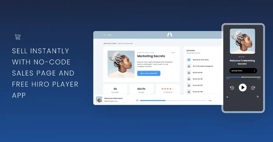 Dashboard view demonstrating audience and content management tools in Hiro.fm