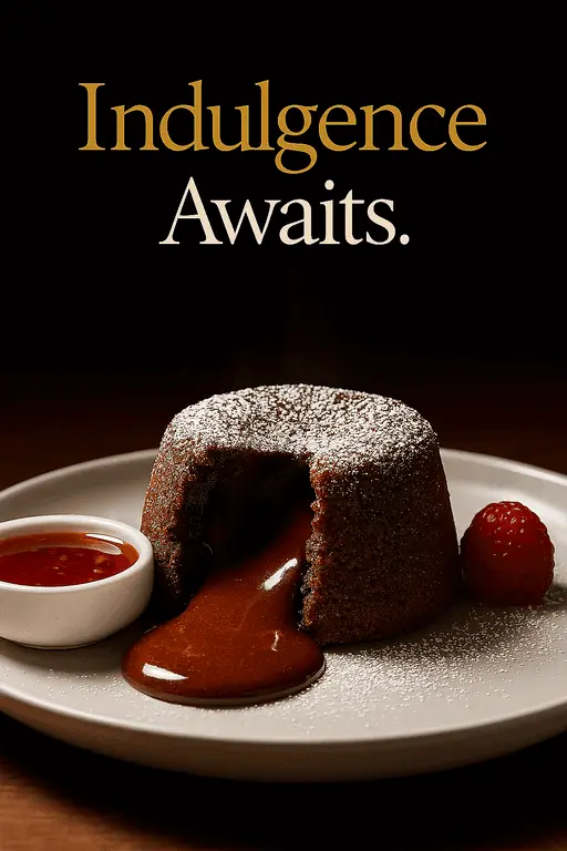 Decadent chocolate lava cake with a warm, gooey molten center.