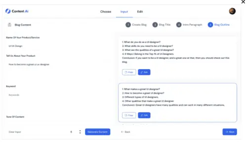 Detailed breakdown of the main features within GoZen Content AI