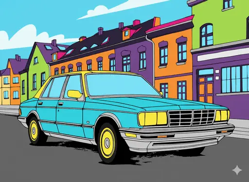 Detailed game art asset showing a damaged house and vehicle