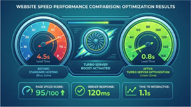Diagram illustrating the high-performance server technology powering website speed.