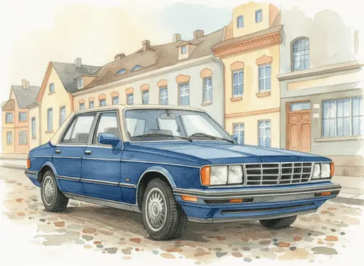 Dreamlike watercolor painting of a damaged house and car