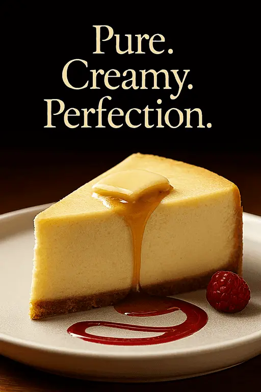 Elegant slice of creamy cheesecake decorated with a strawberry glaze