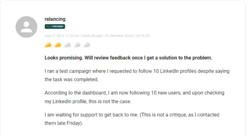 Feedback from a customer sharing their experience using RAYZO