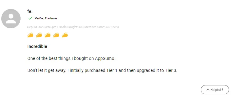 Fourth customer review of the Vzy lifetime deal