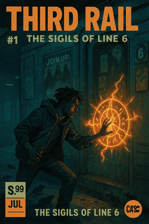 Glowing magical runes flowing through the streets of a modern city