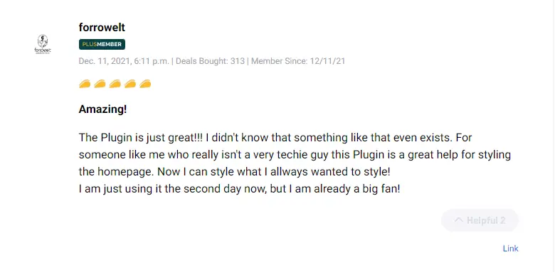 High rated user review for Microthemer lifetime deal on AppSumo