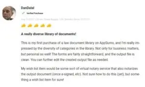 Highly rated user review recommending DocPro for startup founders.