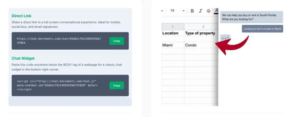 Interface showing how to publish and monitor AI chatbot performance