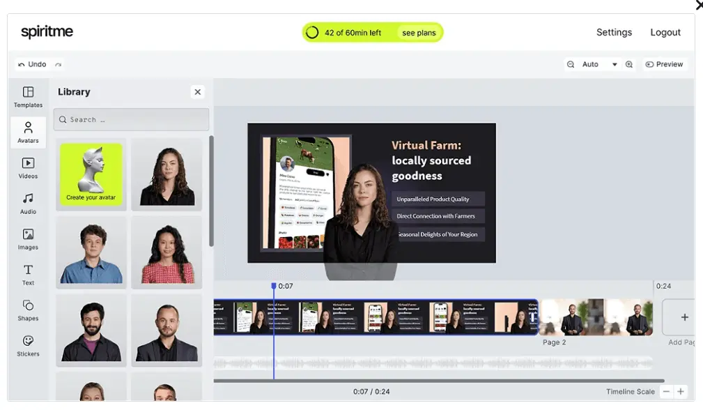 Key features and capabilities of the Spiritme AI video generator