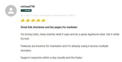 Linko customer reviews and ratings on AppSumo