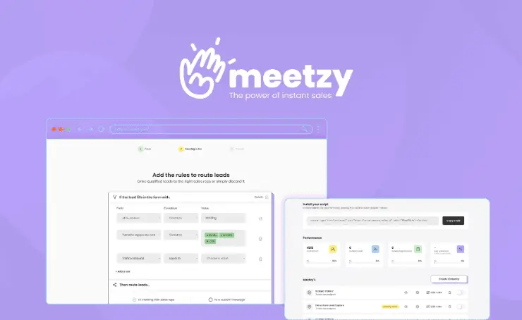Meetzy logo and branding elements on a clean background