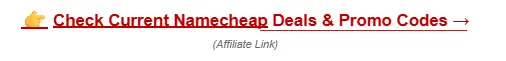 Namecheap domain search interface showing available domain names and prices.