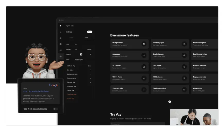 No-code website creation with Vzy for beginners