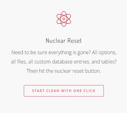 Nuclear reset tool settings for completely wiping a WordPress site