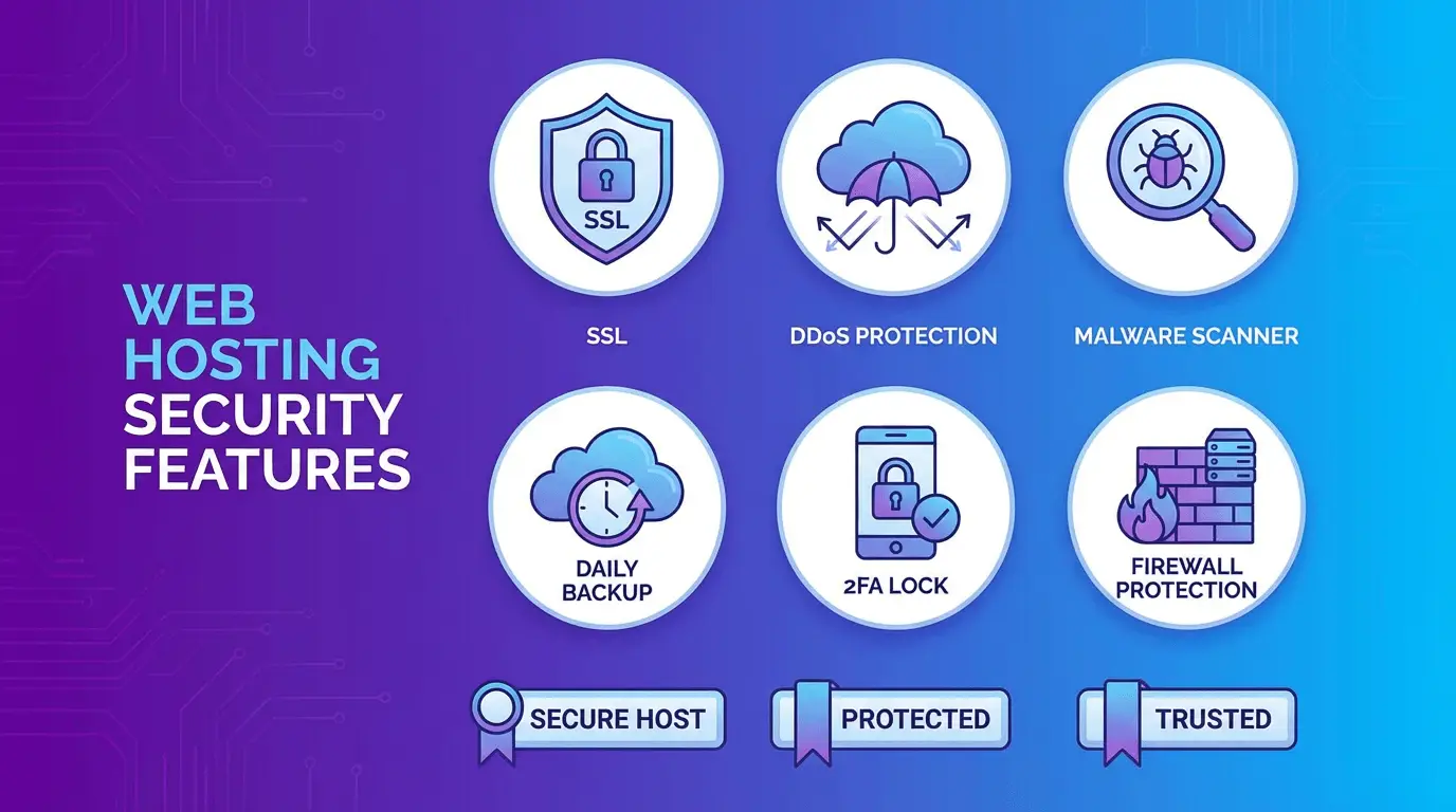 Overview of security features offered by Hostinger hosting.