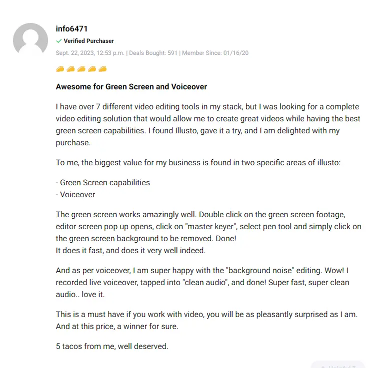 Positive Appsumo user review for the Illusto lifetime deal