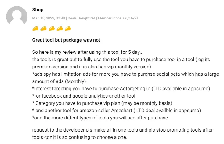 Positive customer review and feedback for FindNiche dropshipping software