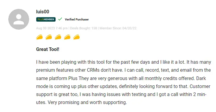Positive customer review and rating for Bixpand.ai