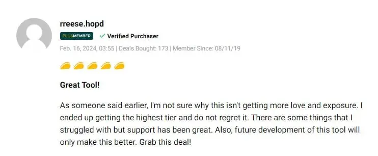 Positive customer testimonial reviewing their experience with Botsheets AI