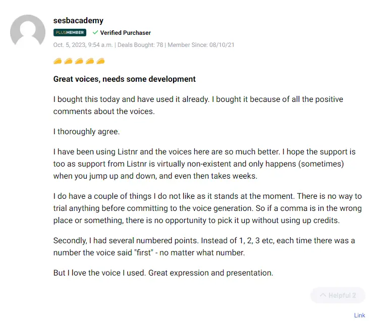 Positive feedback regarding the value of the Speechki lifetime deal