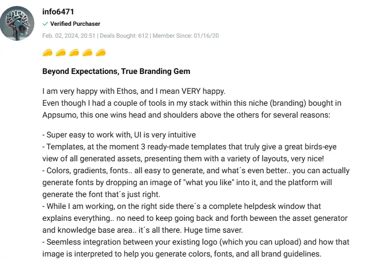 Positive user experience and success story from an Ethos customer