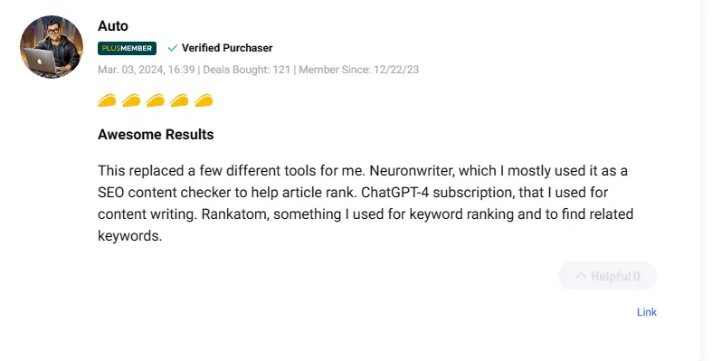 Positive user review and rating for KWHero lifetime deal